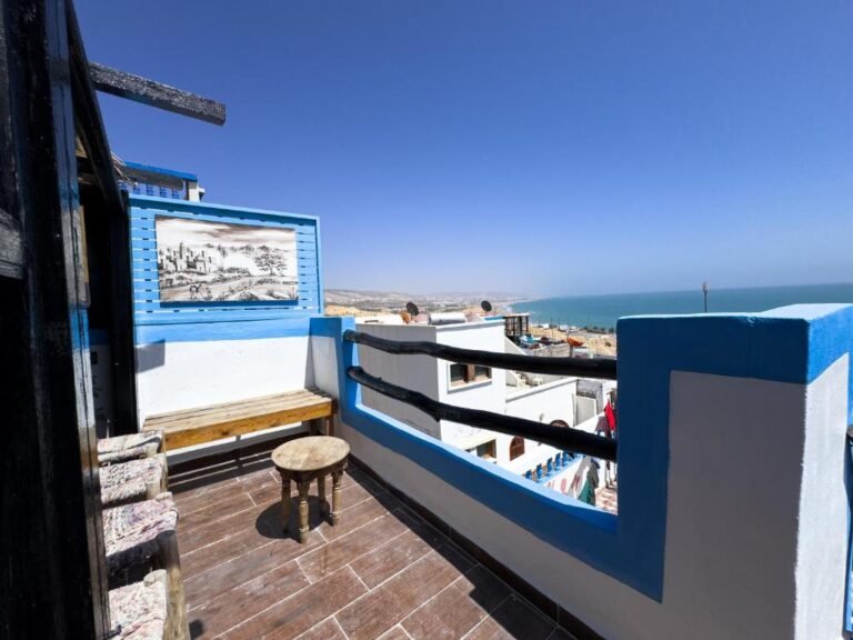 Exterior view of Sun Life Taghazout – SunLife Surf House in Taghazout, Morocco, located near the beach with ocean view