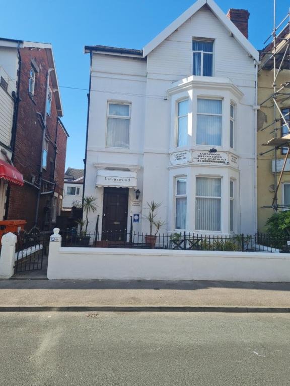 Front exterior of Lawnswood Apartments in Blackpool, United Kingdom