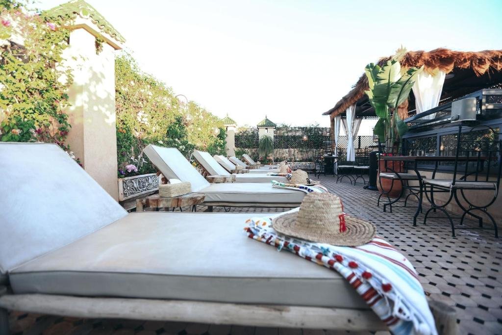Rooftop terrace at Riad Palais MERYEM overlooking Marrakech Medina rooftops
