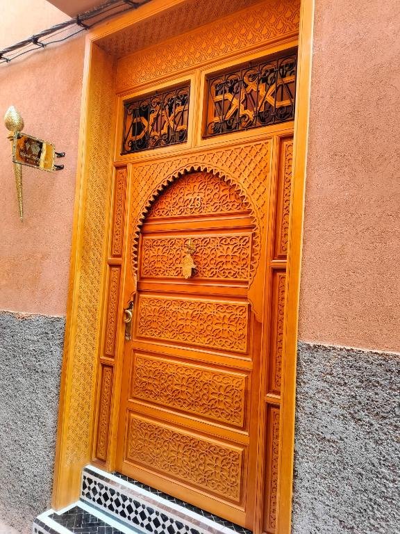 Traditional entrance of Riad Palais MERYEM in the historic Medina of Marrakech, Morocco