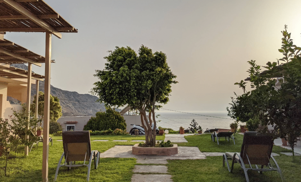 Panoramic sea view from Finikas Apartments hillside location in Plakias Crete