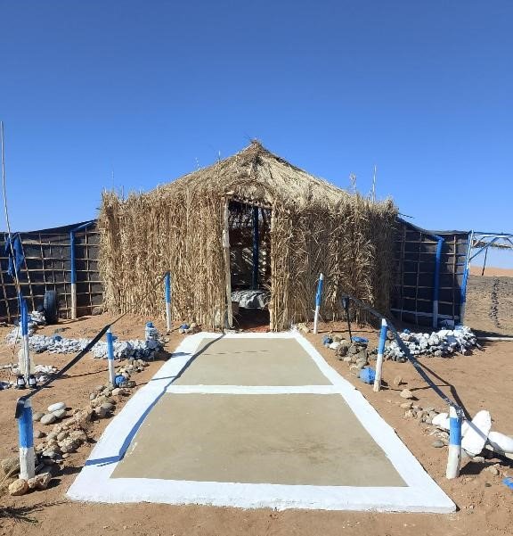 Inside view of authentic nomad-style tent at Obira Oasis Camp