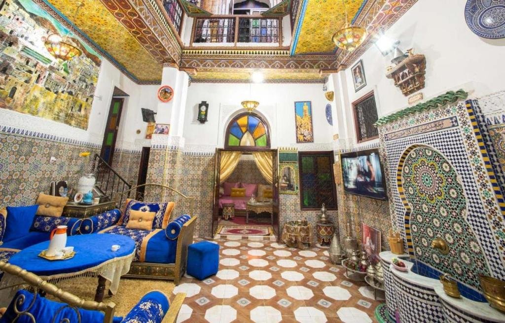 Peaceful atmosphere inside Riad Abqari Youssefi Fez medina