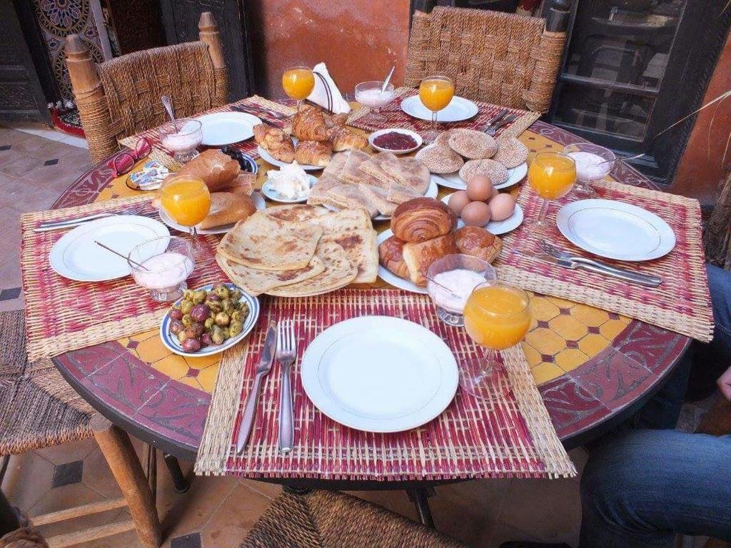 Traditional Moroccan pastries and mint tea breakfast