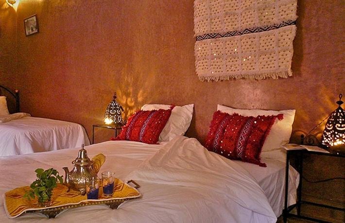 Cozy room at Riad Sidi Omar with traditional Moroccan decor
