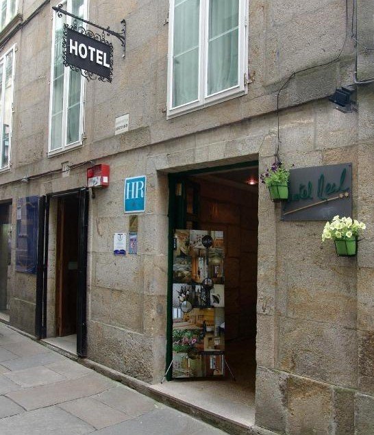 Exterior view of Hotel Real in Santiago de Compostela historic center, Spain