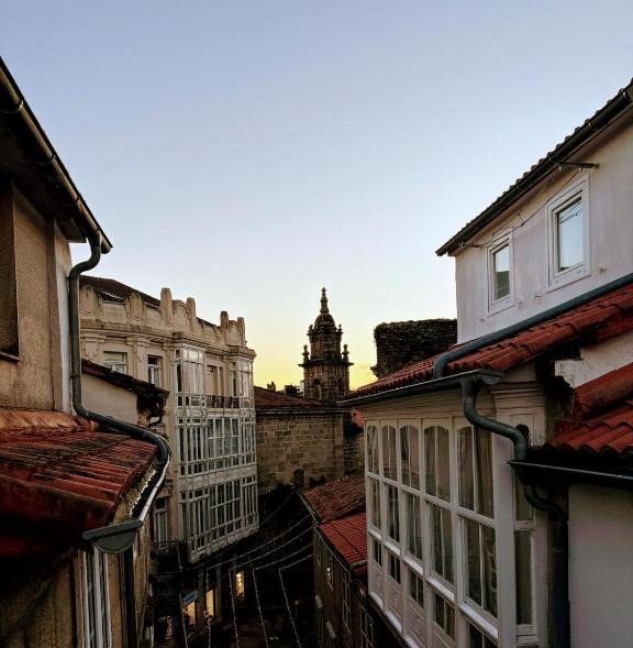 Historic architecture surrounding Hotel Real in Santiago de Compostela